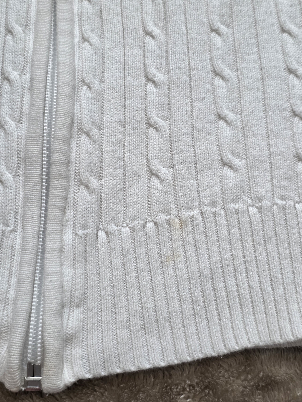Chaps Cream Cable-knit Full-zip Cardigan Sweater Preppy School Uniform Sz L - Picture 9 of 9